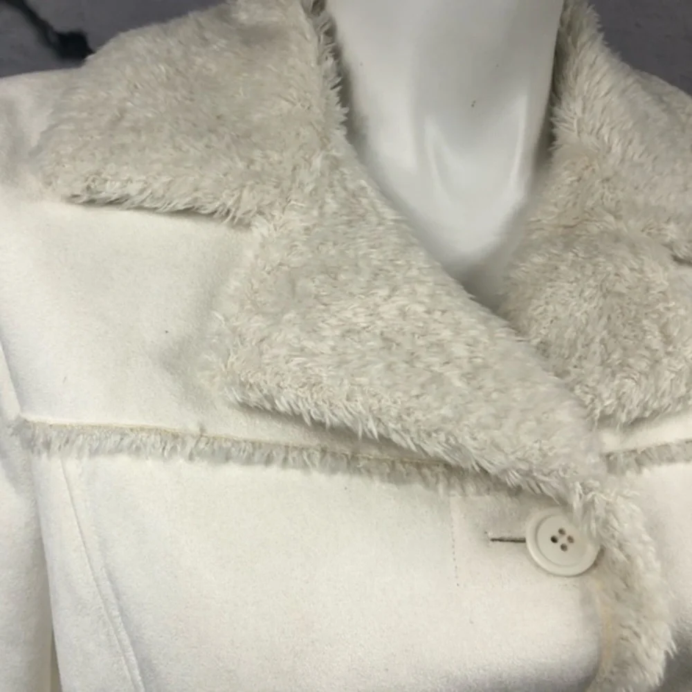 Mudd faux fur faux suede‎ button up trench jacket
